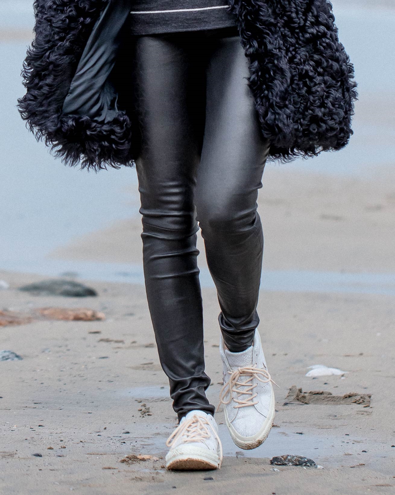 Stretch Leather Leggings, White Leather Tights