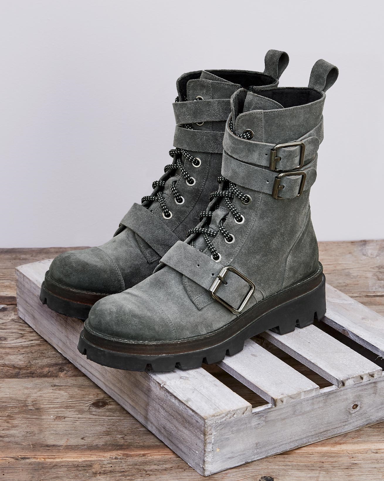 gray combat boot