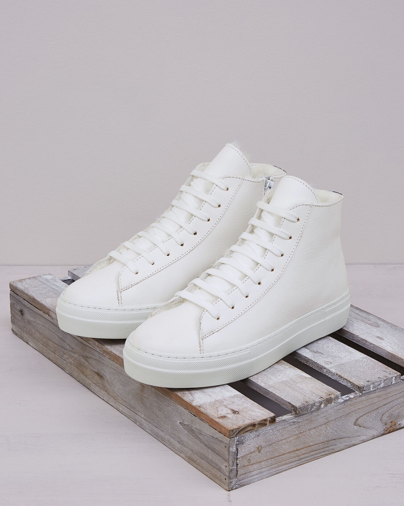 Sheepskin Lined High Top Trainer