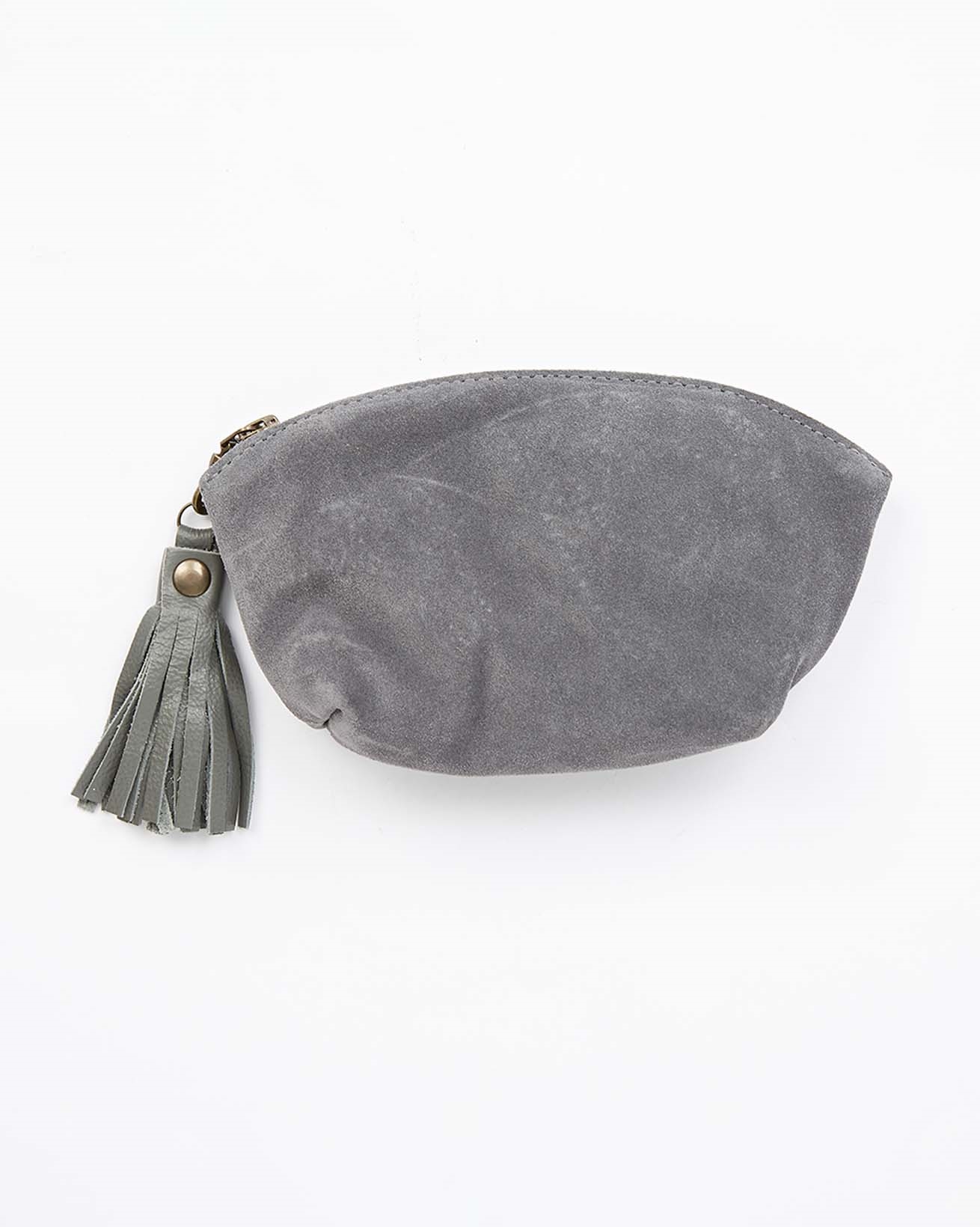 Leather & Suede Purse / Grey / Small