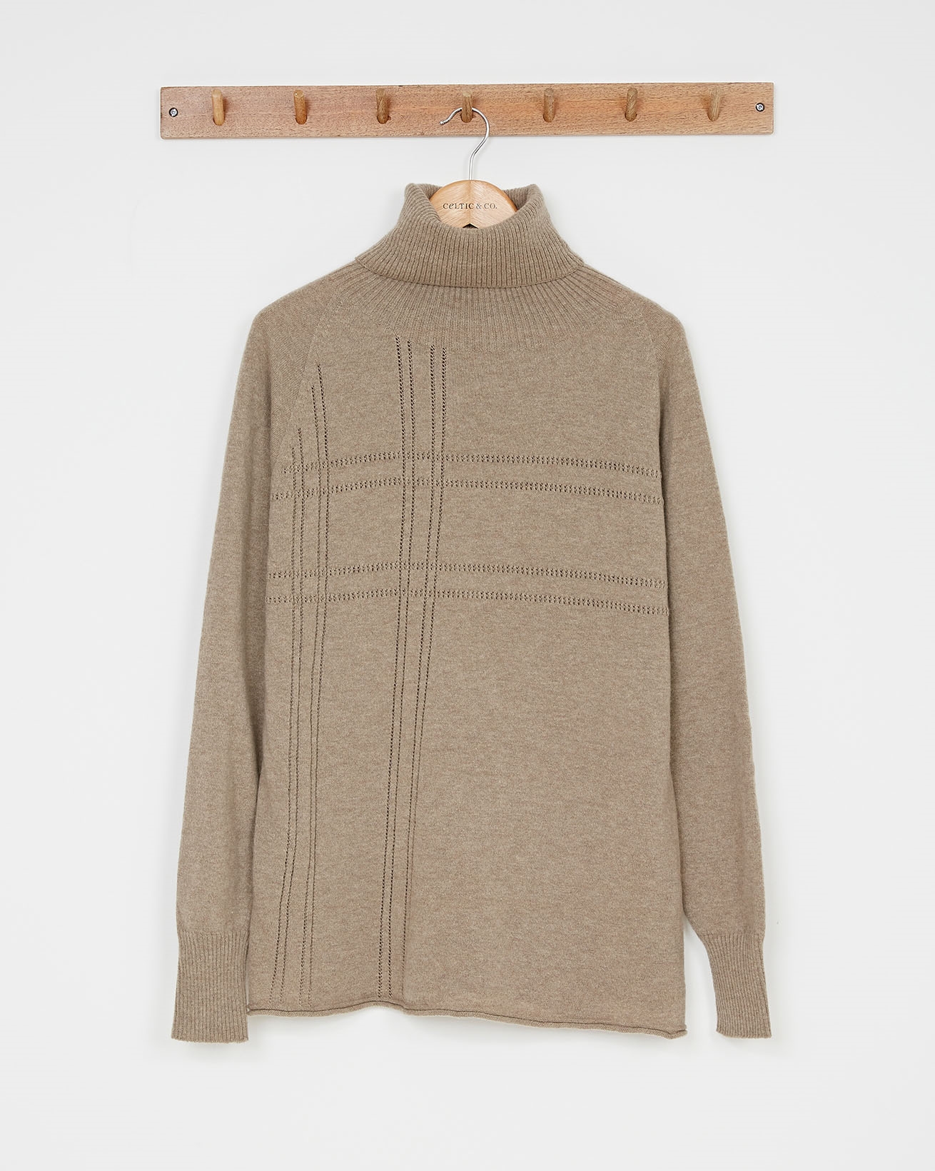 Pointelle Detail Geelong Slouch Roll Neck / Mushroom / Small