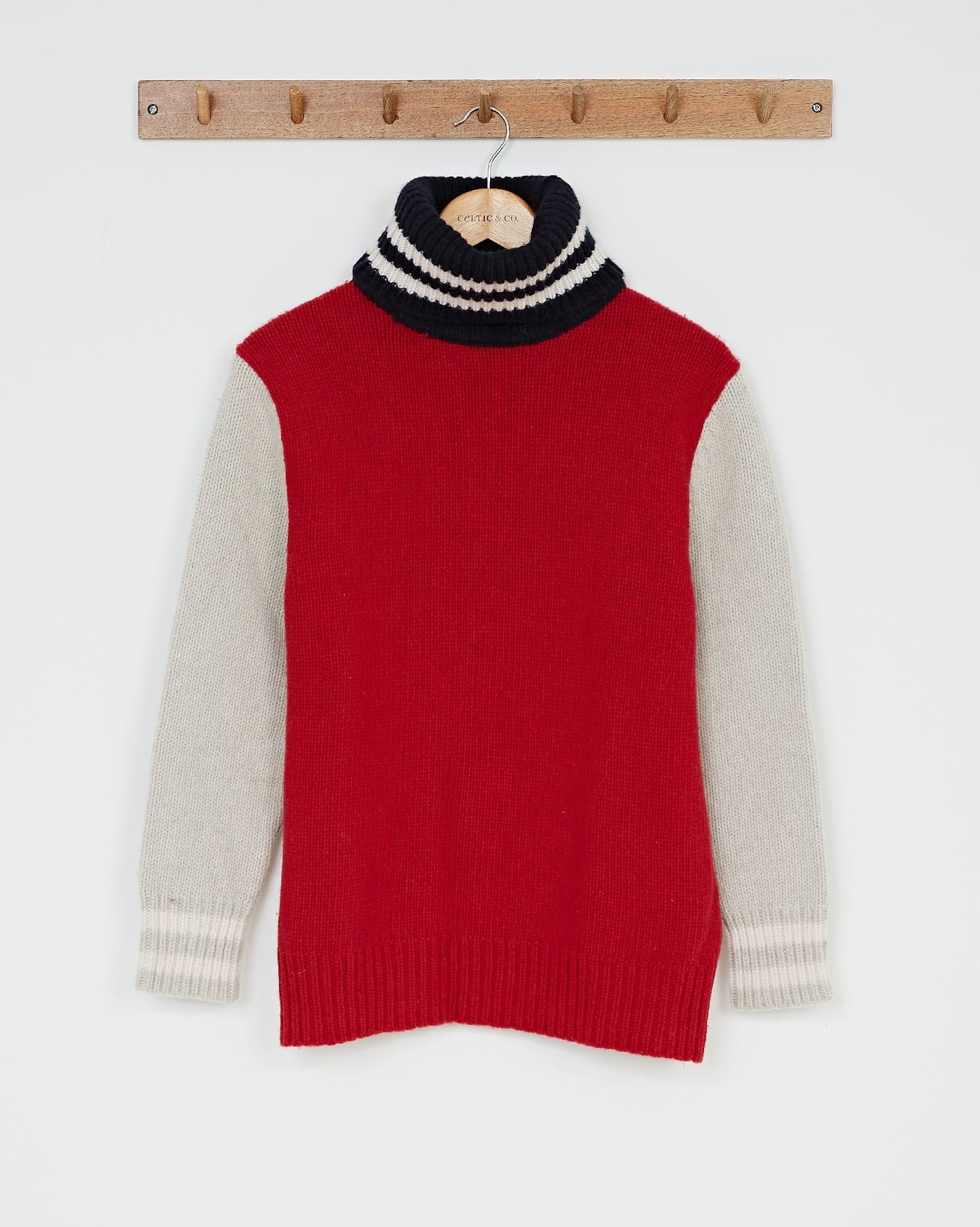 Alpine Easy Slouch Roll Neck Jumper / Navy Red / S