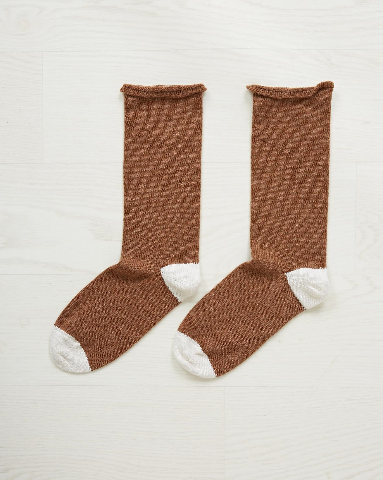 Ladies Pure Cashmere Lounge Sock / One Size / Rust